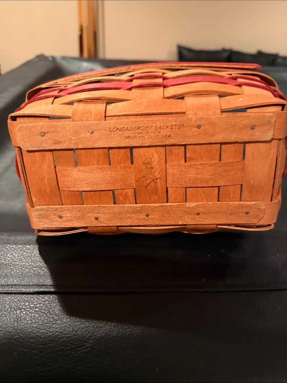 Longaberger Red and Natural Gingerbread Woven Basket